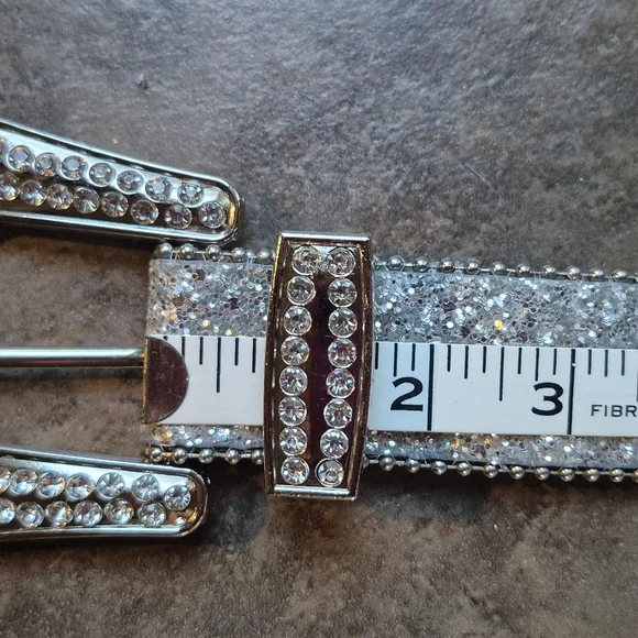 Silver Glitter Rhinestone Belt - Picture 11 of 12